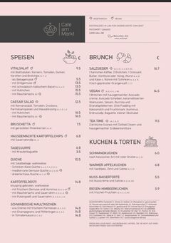 A menu of Café am Markt