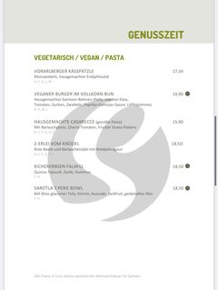 A menu of Hotel Sarotla